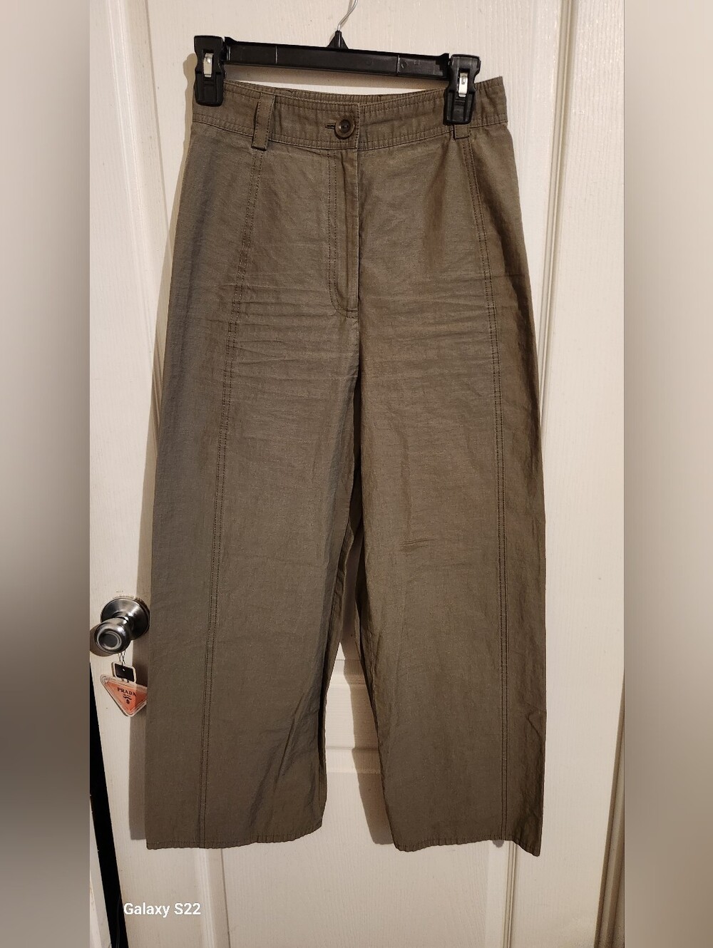 PRELOVED ZARA SIZE XS Wide-Leg Cotton Blend Pants in Olive